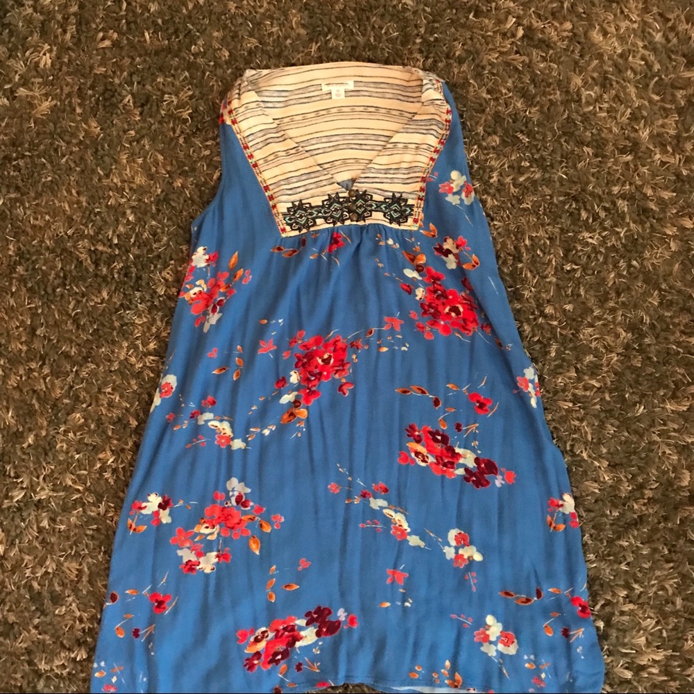 Blue Floral Boho Dress